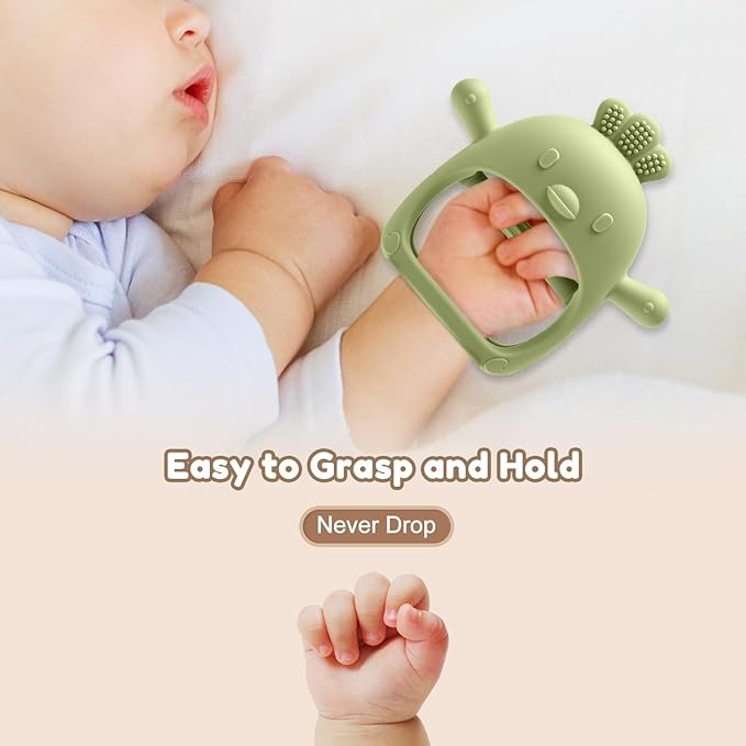 2 Pack Baby Teething Toys for 0-6 6-12 Months, Never Drop Infant Teether Teething Mitten Toys for 0 3 6 9 12 Months, Newborn Soothing Teething Toy Gifts for 1 One Year Old Baby Boys Girls