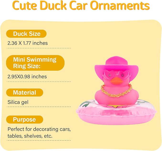 wonuu Car Accessories Rubber Ducks Dashboard Decorations Rubber Duck Pink Accessories Dashboard Duck Car Decorations Car Ducks for Dashboard Car Duck Car Dashboard Decorations, heart-pink&pinkdolphin