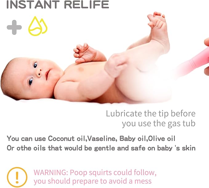 uhfi Gas and Colic Reliever for Babies, 20 Count Natural Solution Effective Instant Constipation Gas Relief for Babies Boys Girls Colic and Gas Relief, Pink