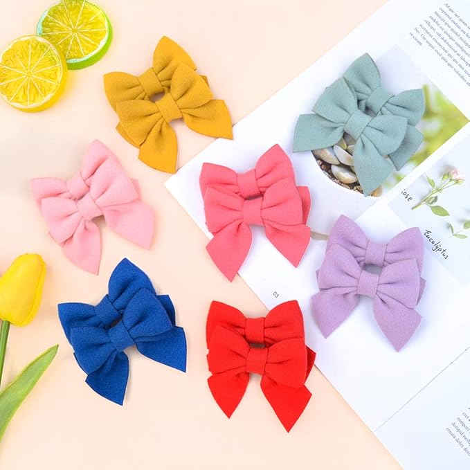 Choicbaby 40PCS/20Colors 2.8 Inches Baby Girls Hair Bows Clips Alligator Clips Felt Woolen Hair Barrettes Hair Accessories for Toddlers Infants Kids and Little Girls