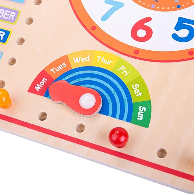 Bigjigs Toys Educational Wooden Calendar and Clock