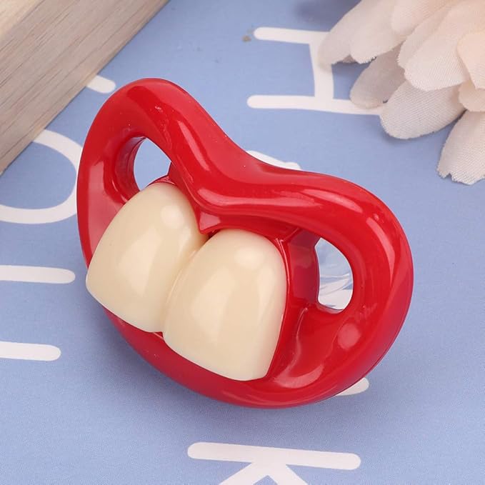 Funny Red Lip Silicone Baby Pacifier, Soft Gel Soother with Teeth Design
