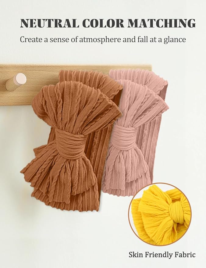 Rust Nylon Baby Headbands Bows, Stretchy Gray Infant Headband Bows for Baby Girls Head Wraps Newborn Toddler Unisex (03H-11)