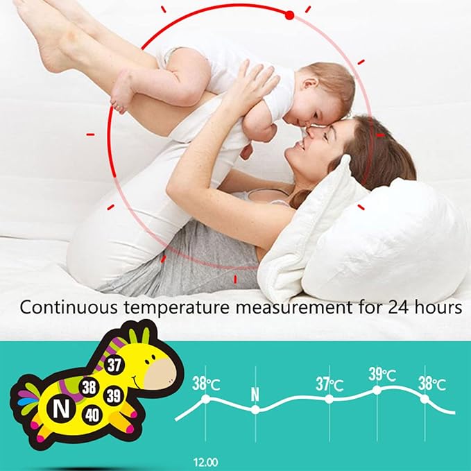 Stick-On Fever Cute Cartoon Forehead Fever Stickers Temperature Fever for Kids Baby Adults Home Supplies Fever Patches Animal Appearance Continuously Fever Temperature Monitoring