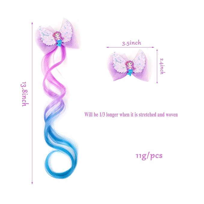 5- Colored Hair Clips For Girls Hair Extensions For Kids Glitter Cute Unicorn Bows For Toddler Kids Hair Accessories For Little Girls Ponytails Accessories (Pretty clips 5pcs)