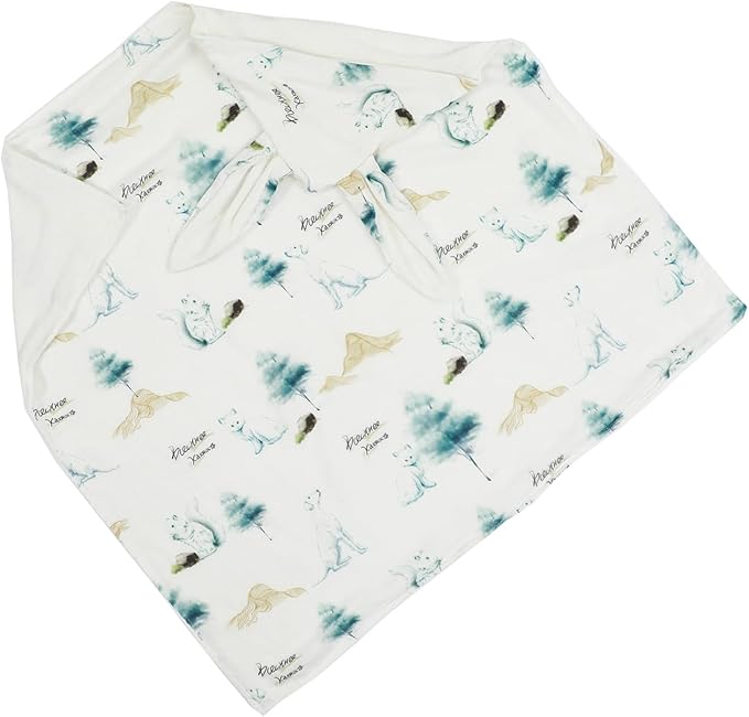 Baby Hooded Towel Set：28"x28" Inch Bamboo Viscose & Cotton Muslin,Ultra Soft Bunny Ear Hood with Cat,Squirrel and Dog Print - Absorbent Bath/Swim Towel for Newborn Toddler (Cat and Dog)