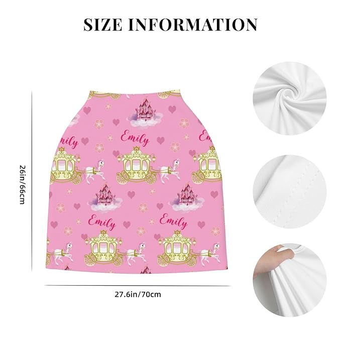 Personalized Baby Car Seat Cover for Girls, Custom Castles Nursing Covers for Breastfeeding with Name, Infant Stroller Cover, Baby Carseat Canopy for Newborn, Multiuse Car Seat Canopies