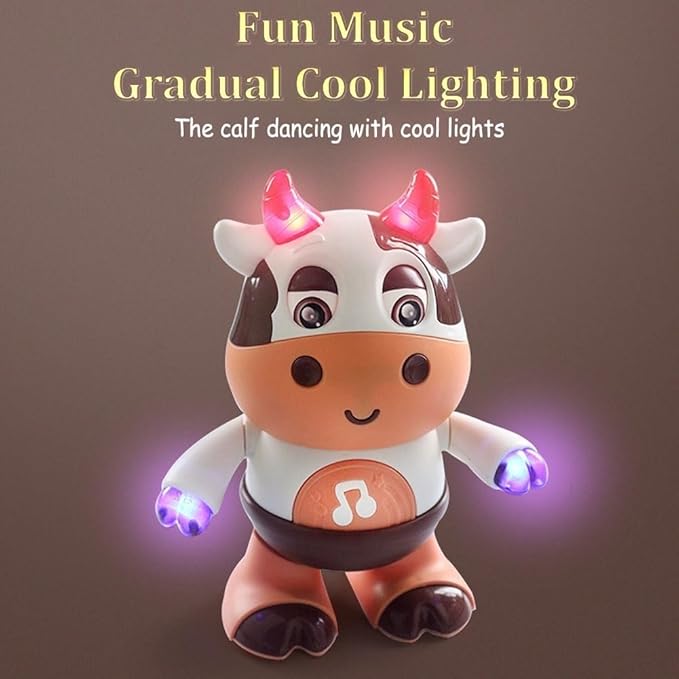 Dance Cow Light up Dancing Cow for Active Fun, Dancing Cow Toy, Musical Cute Cow, Interactive Music Crawling Toy, Baby Animal Sounds Toys, Toddler Sensory Educational Toys with Light