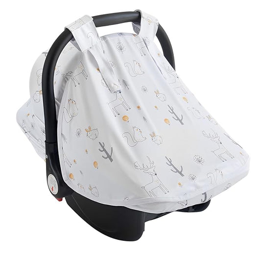 Baby Car Seat Cover, Infant Carrier Canopy for Boys Girls with Two Way Zipper Windproof 3 Modes with Extra Large Mesh Window for Stroller Car Seat (Style 2)