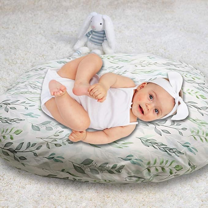 Newborn Lounger Cover, Baby Car Seat Cover, Baby Car Seat Head and Body Support, Green Leaf