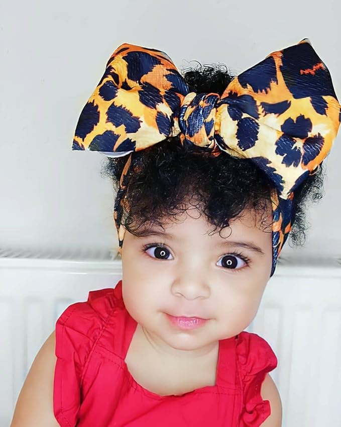 KIDOCHEESE Oversized Bows Baby Girl Headbands with Nylon Elastics, Large Hair Wraps and Accessories for Newborns, Infants, Toddlers
