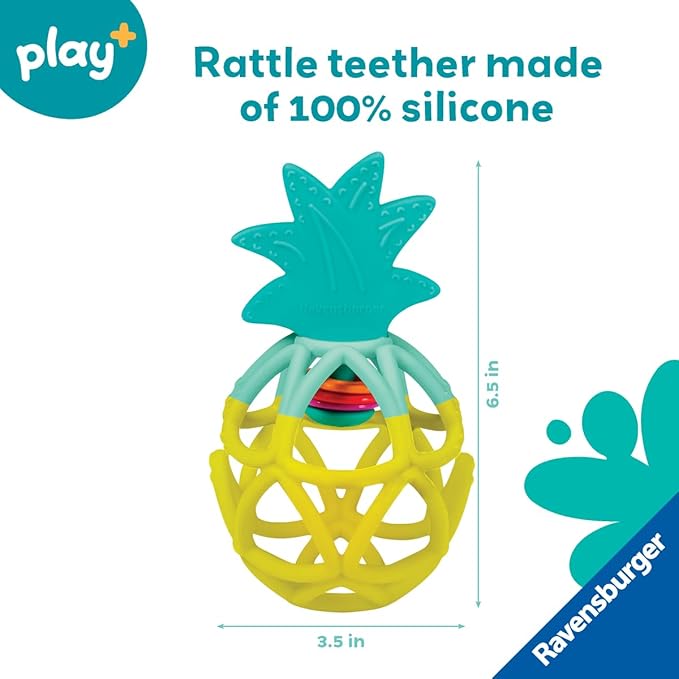 Ravensburger Play+ Rattle Teether - Pineapple - Gentle Teething Relief - Easy-to-Grasp Design - Engages Fine Motor Skills