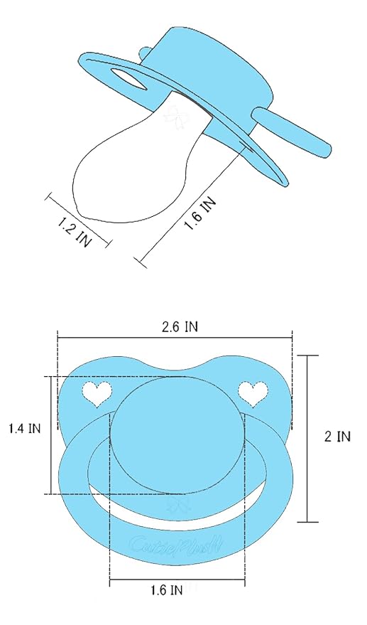 CutiePlusU Adult Sized Pacifier Dummy for Adult Babies-Big Shield 3 Pack-Pink, Blue, Black