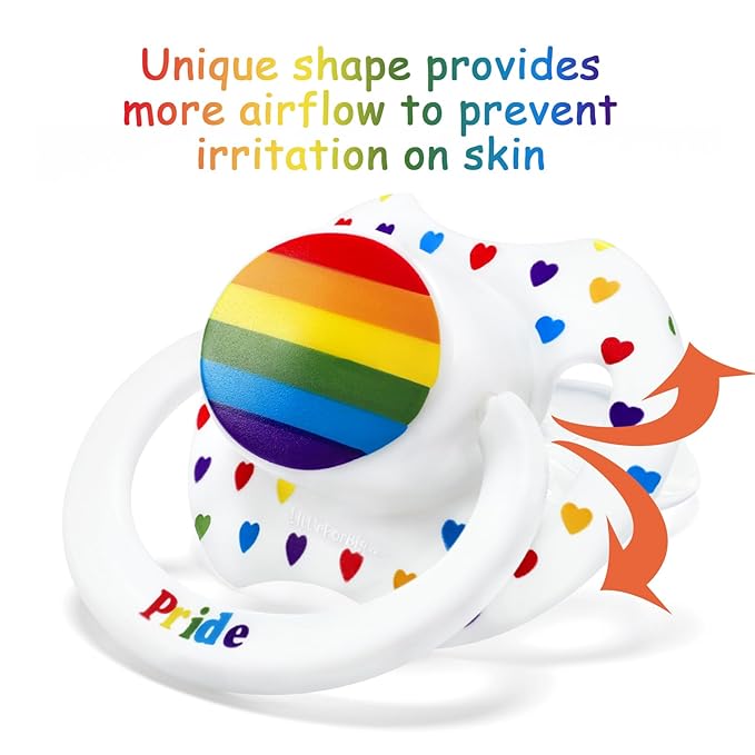 LittleForBig Bigshield Generation-II Adult Sized Printed Pacifier Rainbow Pride Pattern White