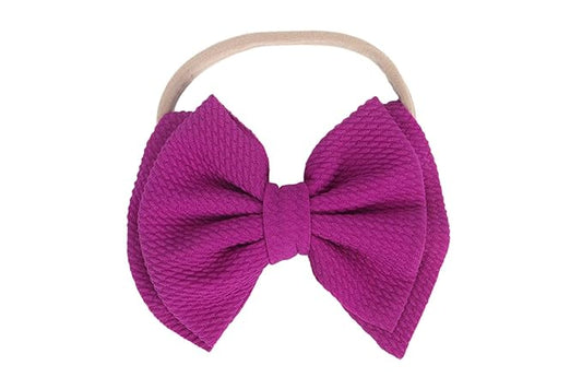 Baby Girl's 5 Inches Soft Double Bow-knot Nylon Headband Toddler Headdress for Photography Party Festivals (Purple)