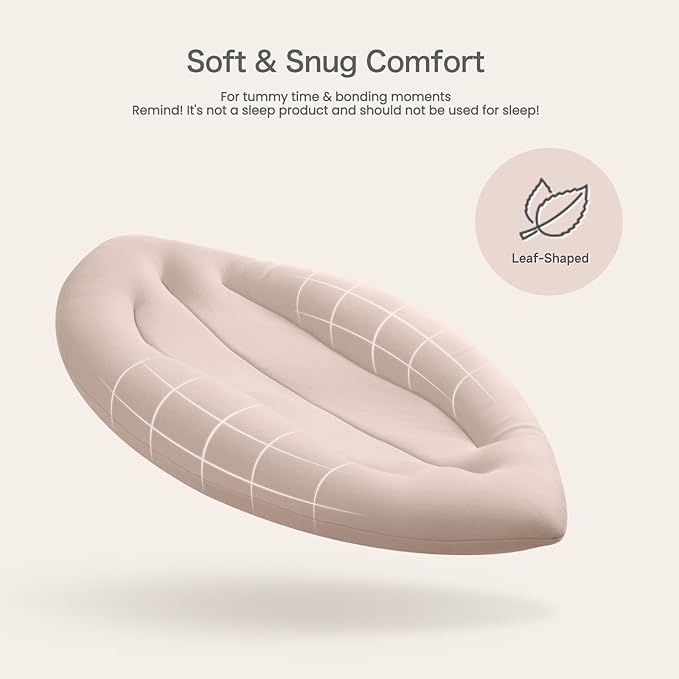 Baby Lounger for Newborn: Skin-Friendly & Breathable for 0-12 Months Infant Tummy Time Playtime & Diaper Changes - Portable & Lightweight Cushion for New Parents (Sand)
