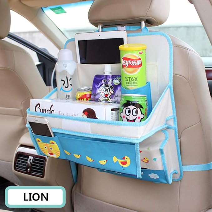 Cute Cartoon Car Backseat Organizer Auto Car Foldable Table Tray Seat Back Storage Bag Organizer for Baby Kid