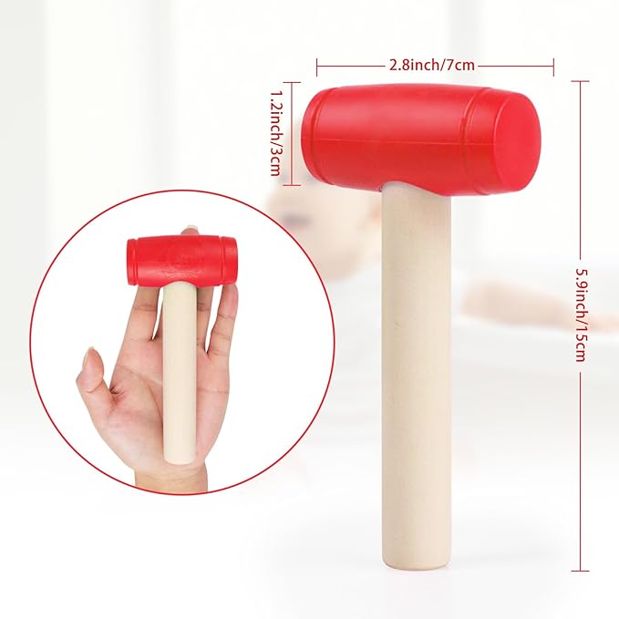 1Pcs Toy Hammer Simulation Wooden Hammers Plastic Toddler Hammer SmallPortable Kids Maintenance Tools Toys Pretend Fake Mallet Hammers for Boys Girls