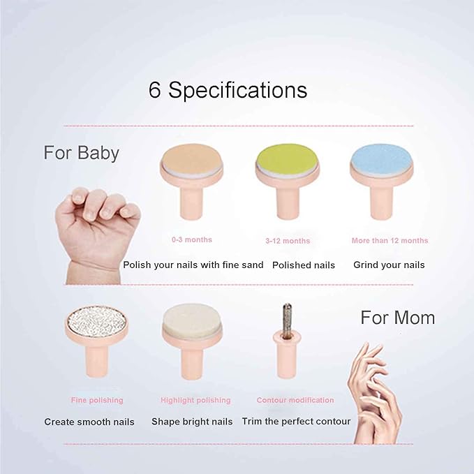 Baby Nail Trimmer, Baby Nail Clippers 8 in 1 Baby | Safe Electric Baby Nail Trimmer, Baby Nail File Kit, Trim Polish Grooming Kit for Newborn Infant or Moms Toenails Fingernails Care - LED Light