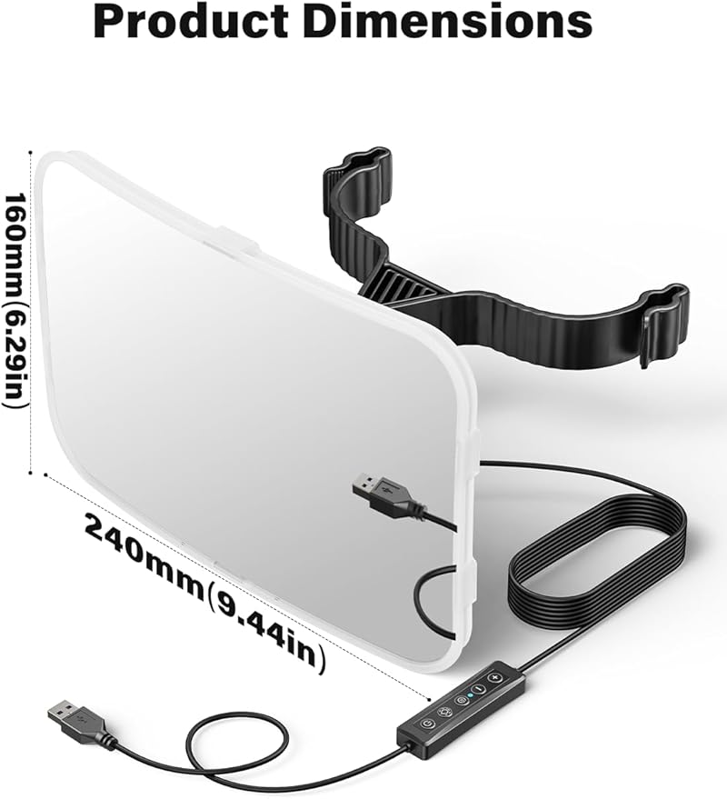 TAZENI Baby Car Mirror - LED Light Baby Car Seat Mirror for Rear Facing with 175° Wide Clear View Anti-Glare, 360° Rotation, Shatterproof, Crash Tested, Safety & Easy Install, espejo para carro bebe
