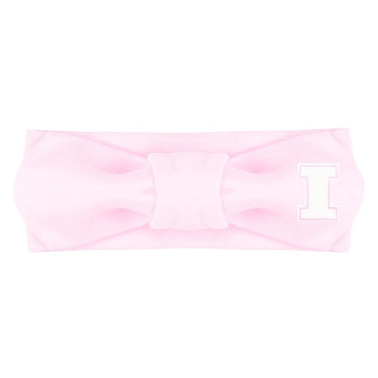 Creative Knitwear Illinois Fighting Illini Infant Girls Pink Solid Hair Knot Headband Embroidered Logo - Size Newborn - 4T