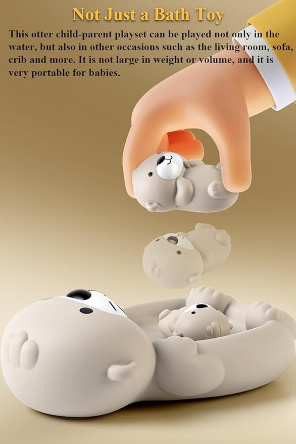 Otter Bath Toy Set, Child-Mother Otter Playset Tub Toy, 1 Mother Otter and 3 Baby Otters Water Toy Bathtub Otter Toy Set Otters Family Floating Toy for Babies
