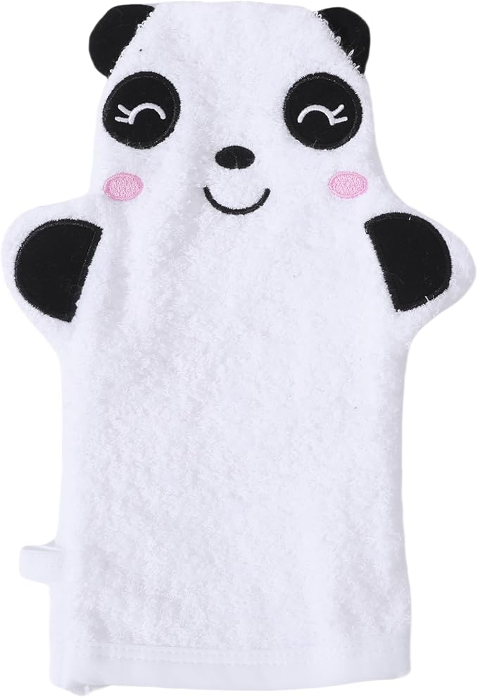 JN&LULU Baby Organics Bath Mitt Toddlers Bath Cotton and Soft Scrub Bathing Loofah Baby Shower Gifts (Panda)
