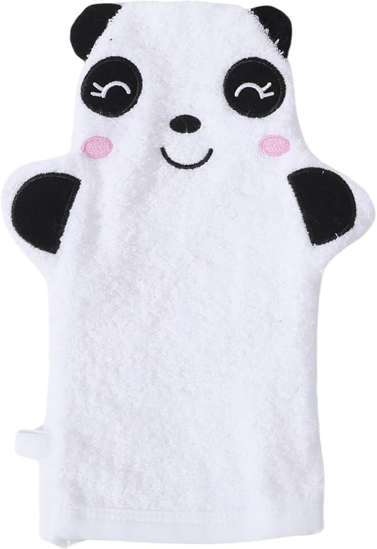 JN&LULU Baby Organics Bath Mitt Toddlers Bath Cotton and Soft Scrub Bathing Loofah Baby Shower Gifts (Panda)