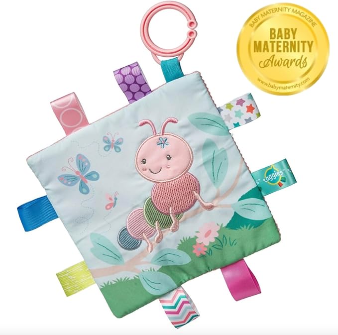 Taggies Crinkle Me Toy with Baby Paper & Squeaker with Sensory Tags, 6.5 x 6.5-inches, Camilla Caterpillar