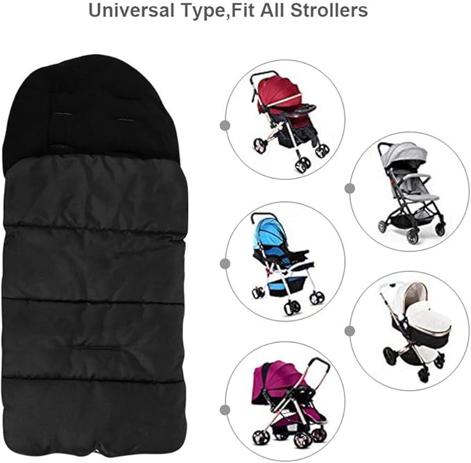 Universal Waterproof Baby Stroller Footmuff - Warm Winter Sleeping Bag with Double Zipper for Infants & Toddlers, 3-Season Use