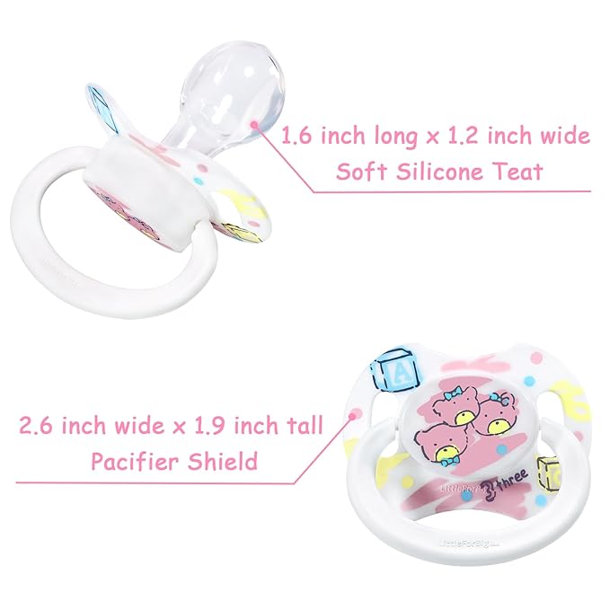LittleForBig Bigshield Generation-II Adult Sized Pacifier White Vintage Bear Pattern