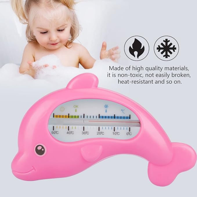 Dolphin Baby Bath Thermometer, Child Bath Thermometer, Digital Bath Thermometer and Baby Room Bath Thermometer for Kids Babies to Measure Water Temperature(Rose Red Dolphin)