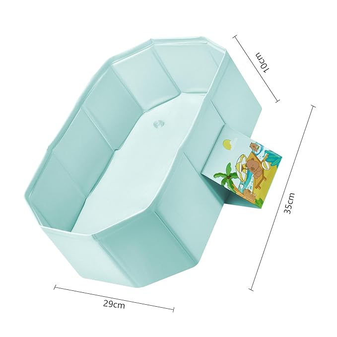 Baby Bathtub for Newborn to Toddlers, Foldable Infants Babies Bath Tub with Non-Slip Base and Drain Plug, Portable Bathtub for Home Outdoor (Light Green, 75-45-25CM)