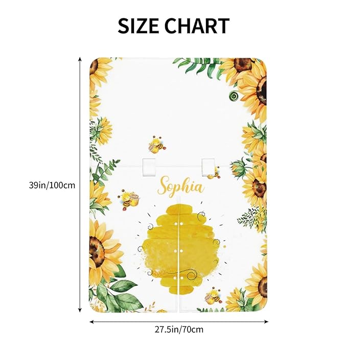 Personalized Baby Car Seat Canopy, Custom Name, Sunflower Bee, Water Resistant, Universal Fit, Polyester, Car Seat Canopy Cover