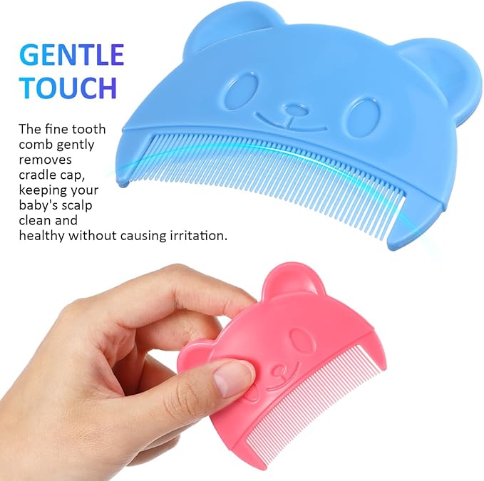 SEWACC 2pcs Baby Hair Combs Cute Bear Shape Plastic Baby Comb for Cradle Cap Removal Bath Brush for Newborns Toddlers
