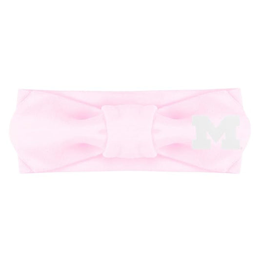 Creative Knitwear Michigan Wolverines Infant Girls Pink Solid Hair Knot Headband Embroidered Logo - Size Newborn - 4T
