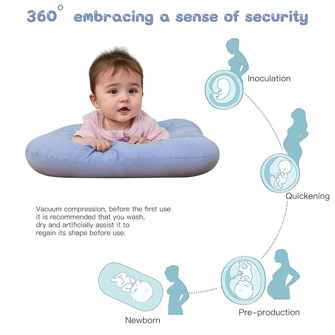 Baby Lounger for Newborn, Bionic Design Baby Lounger, Soft Organic Cotton Breathable Lounger for Infants 0-18 Months (Blue)