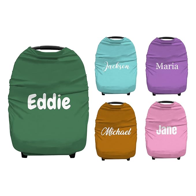 Personalized Baby Car Seat Covers with Name, Custom Nursing Cover Breastfeeding for Babies, Carseat Canopy for Girls and Boys, Infant Stroller Cover for Winter, Breathable Carseats Cover