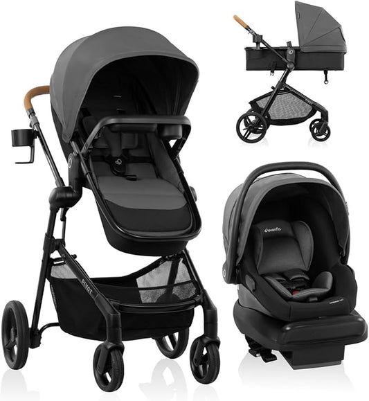 Evenflo Pivot NXT Travel System with LiteMax NXT Infant Car Seat (Silverado Gray)