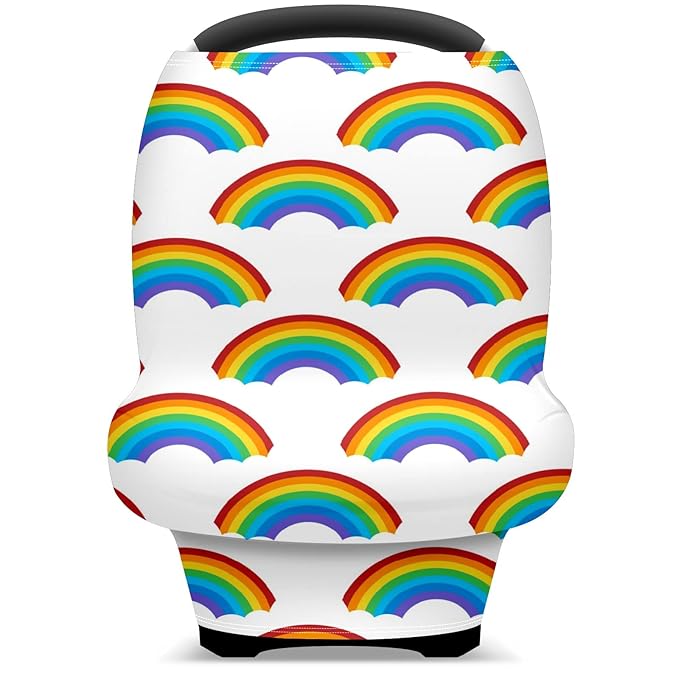 Baby Car Seat Stroller Covers Rainbow Patterns Design Nursing Cover Breastfeeding Scarf Soft Breathable Stretchy Coverage Carseat Canopy Cover for Boys and Girls Soft Breathable Multi Use