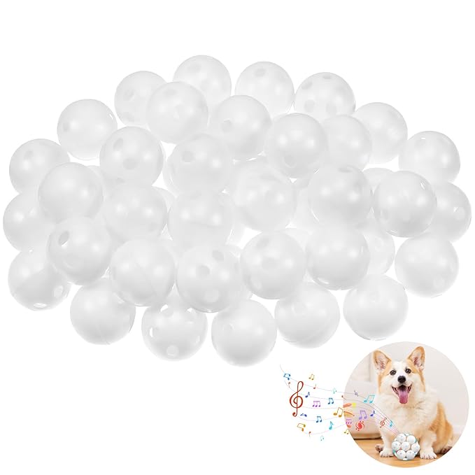 Rattle Ball Inserts, 50PCS 24mm (0.94in) Whilt Rattle Inserts for Crochet Baby Toys Bulk Doll Squeaker Replacement, Dog Plaything Repair Parts, Craft Noise Maker Refills for Plush Toys, Lead Free
