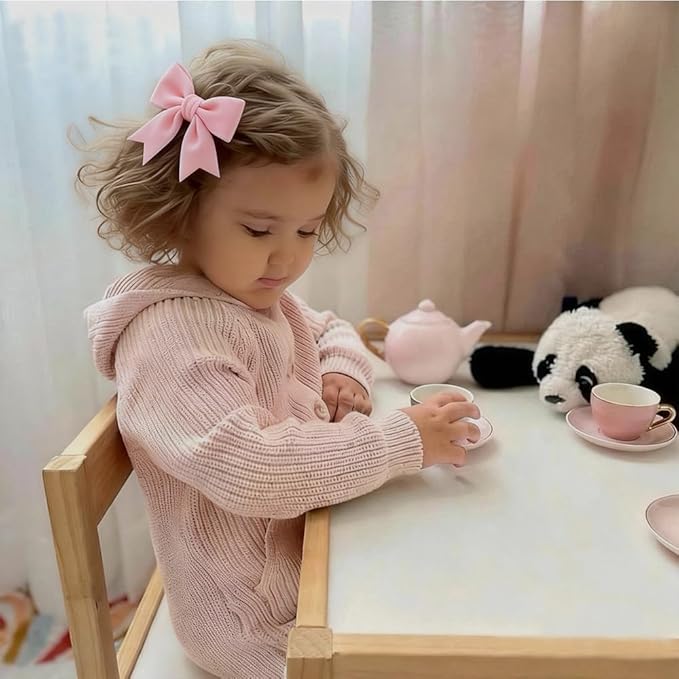 2 Pcs Cute Pink Velvet Hair Bow Clips 3" Bowknot Alligator Clip Barrettes Hairpins for Baby Girl Kids Accessories