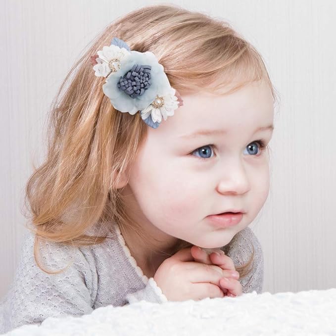 Flower Hair Clips Set-Cherrboll 3pcs Floral Hair Bow Accessories for Baby Girl Toddles Teen Gifts