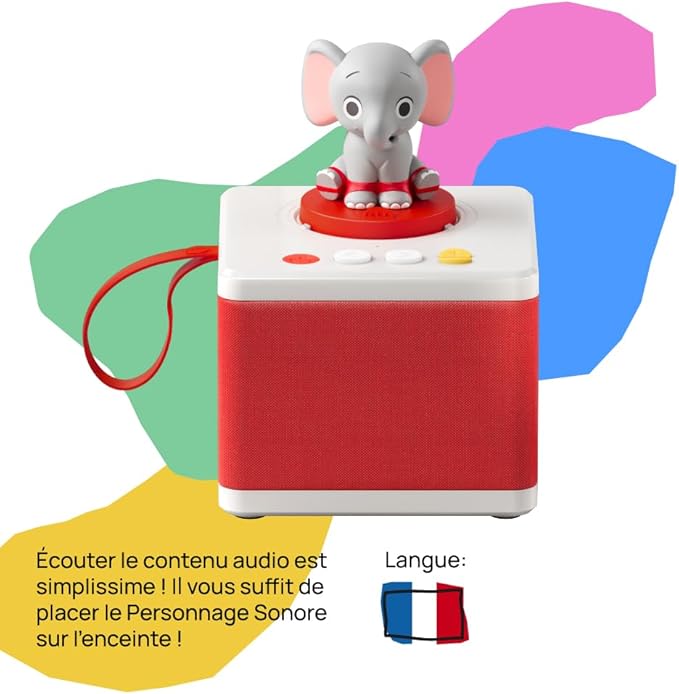 FABA White Storyteller - Children's storyteller, audio speaker with character ELE Sound Elephant, educational game with stories and songs, children from 3 years old
