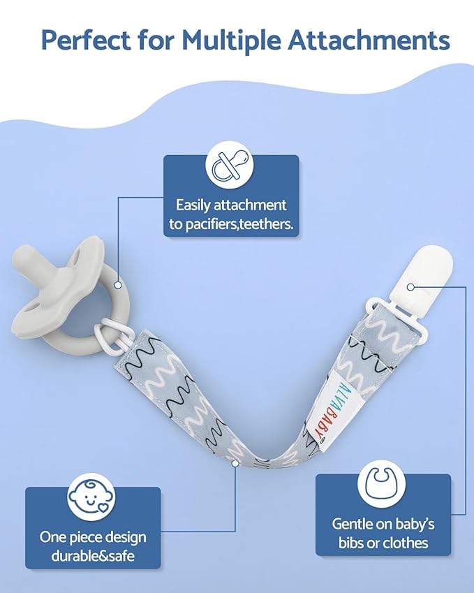 ALVABABY Baby Pacifier Clips Paci Universal Holder Leash Pacifier Clip Binky Holder for Teether Soothie 8 Pack 8DP12A