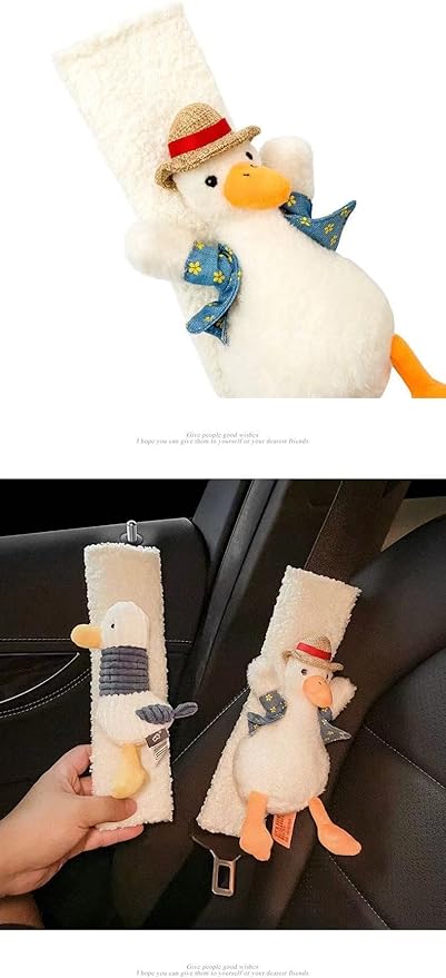 BNTR Car Seat Belt Cover Stocking Stuffers Cute Creative Toy Flower Cloud Duck Safety Seatbelt Shoulder Pad Auto Accessory Neck Cushion Protector Seatbelt Shoulder Protector Nice Gift (Yellow Flower)