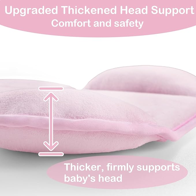 Hooyax Infant Car Seat Insert with Ultra-Thick Head Support - Universal 3-in-1 Baby Car Seat Cushion Set, Dual-Sided Newborn Carseat Insert for Carseat, Stroller, Bouncer, Swing(Pink)