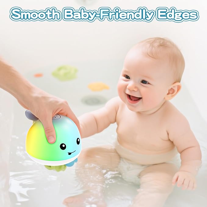 ANGGIKO Whale Bath Toy Sprinkler with Charging Dock, Light Up Bath Toys for Babies 6-12-18 Months Kids Ages 1-3, 1 2 3 Year Old Boy Girl Gifts 1st Birthday Bathtub Water Toy