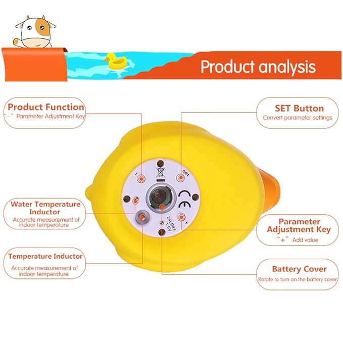 b&h Baby Bath Thermometer, The Infant Bath Floating Toy Safety Temperature Water Thermometer, Baby Bath Essentials (Diving-Goggles Duck)
