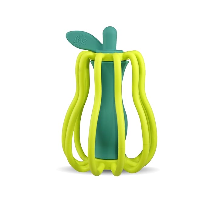 RaZbaby Chompy & RaZ-Pear Teether Set – BPA-Free Silicone Teething Toys for Babies 3M+, Soothing Textures, Rattle Sound, Easy to Hold, Sensory & Gum Relief, Great Gift for Infants